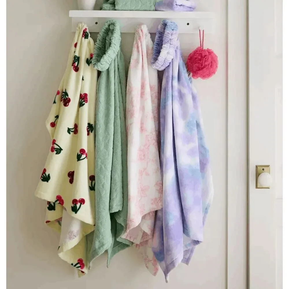 NWT The Big One® 5-Piece Solid Texture Bath Wrap Set - PINK WHITE FLORAL